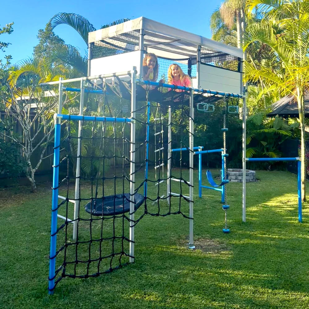Family enjoying time together on our monkey bars