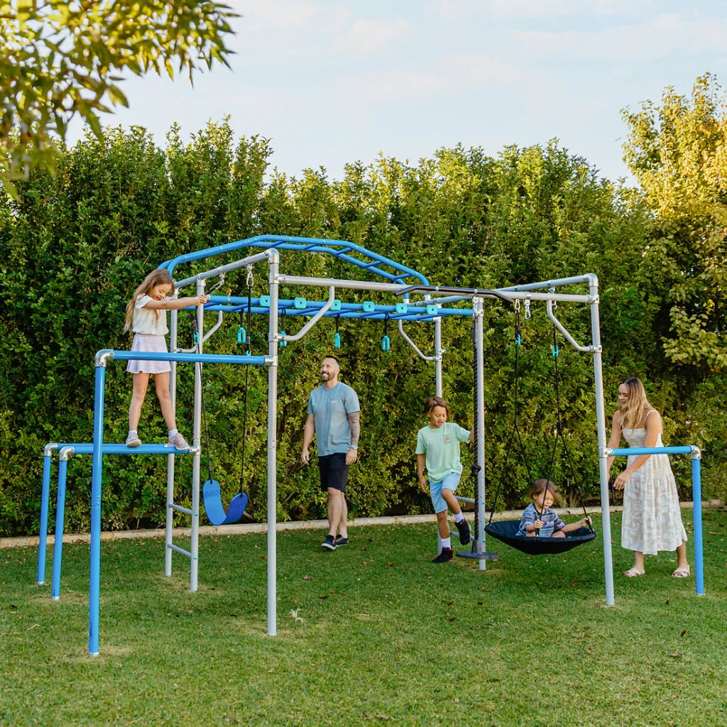Family enjoying time together on our monkey bars
